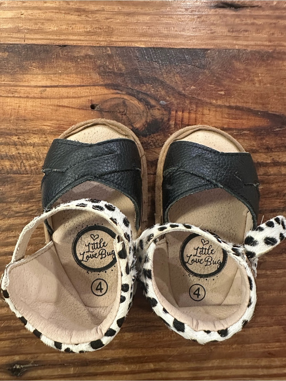 Little LoveBug Kids Black and Tan Spot-Accent Sandals